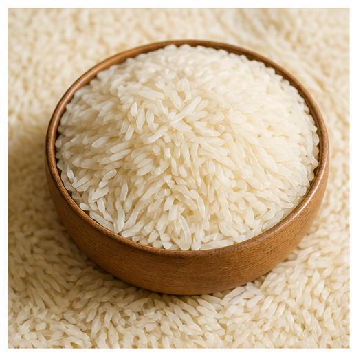 Basmati rice in a wooden bowl